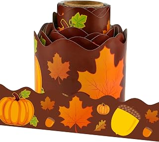 Autumn Leaves Acorns Pumpkins Scalloped Bulletin Board Border for Classroom Decoration 36 Feet