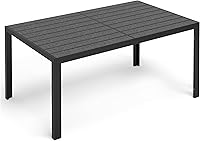 PIZZELLO 59" Patio Dining Table for 6 - Rust-Resistant Metal Frame, Wood-Like HDPE Slat Top, All-Weather Outdoor Table for Backyard Garden, Black
