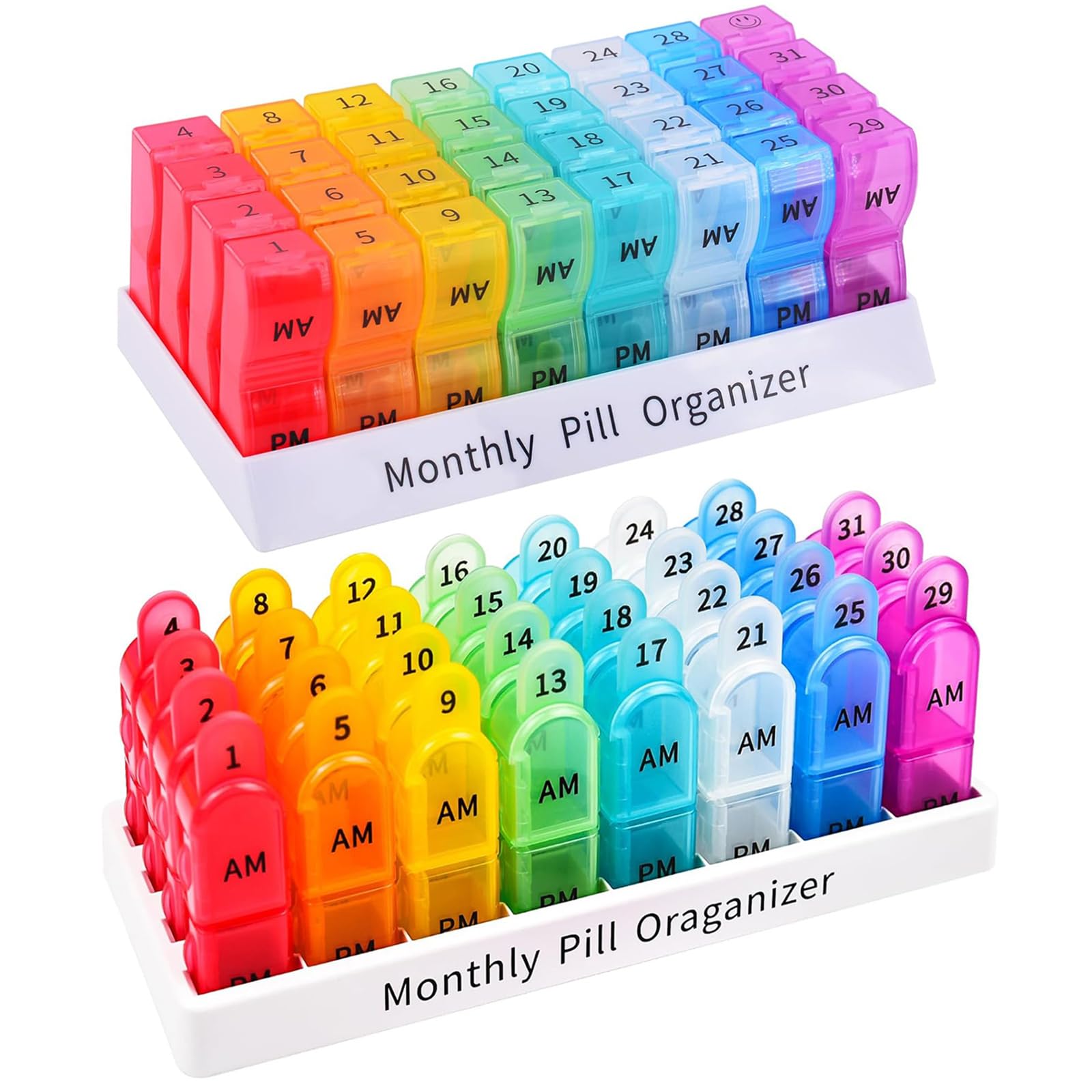 GREENCYCLE 2 Pack Monthly Pill Organizer 2 Times A Day 30 Day Medicine Organizer AM PM Pill Cases