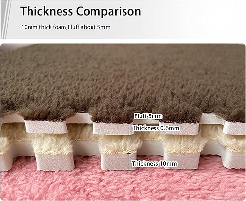 Miniatura 7 de 9121516 piezas de azulejos de espuma entrelazados, alfombra de área de felpa suave y esponjosa, alfombra de juego para gatear, para dormitorio, 12 x