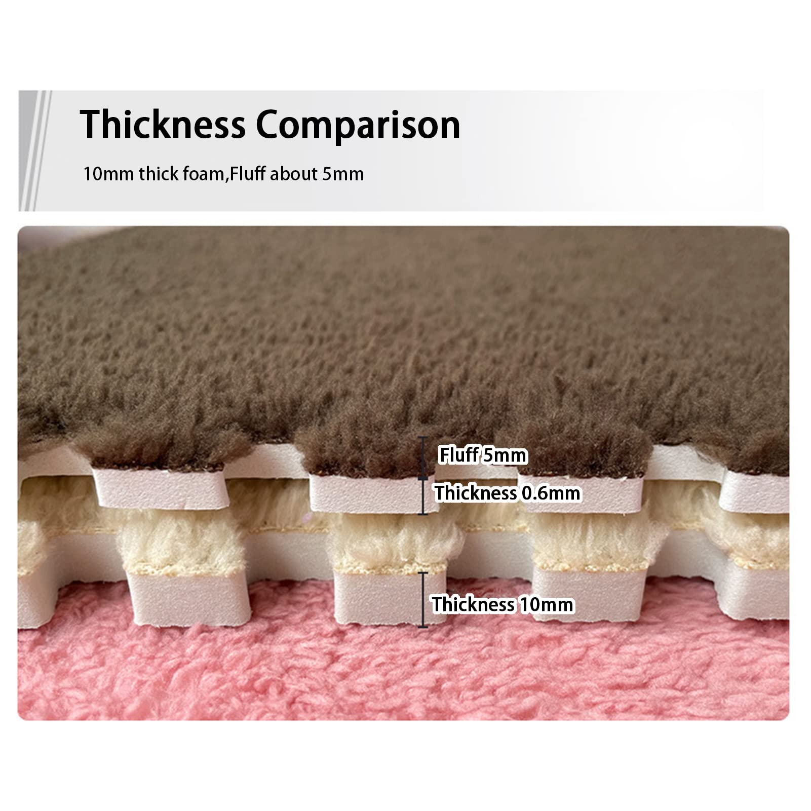 9/12/15/16 Stück Ineinandergreifende Schaumstoff-Teppichfliesen, Weiche, Flauschige Plüsch-Teppichmatte, Kriechende Spielmatte, Puzzlematte, Für Schlafzimmer, 30 X 30 cm,Pink+Purple+White,16 PCS