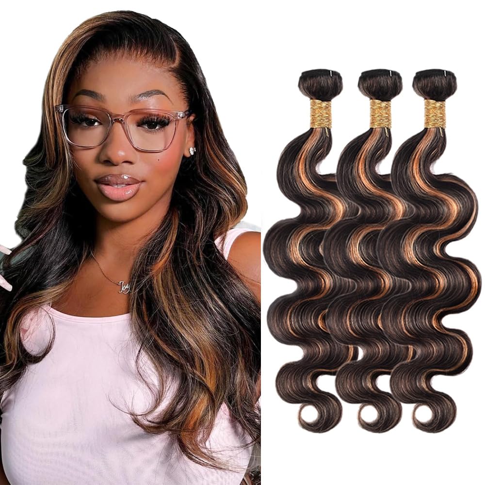 30 32 34 Inch Highlighted Human Hair Bundles 1b/30 Body Wave Bundle 8A Peruvian Virgin Hair 3 Bundles Ombre Body Wave Bundle Human Hair Extensions
