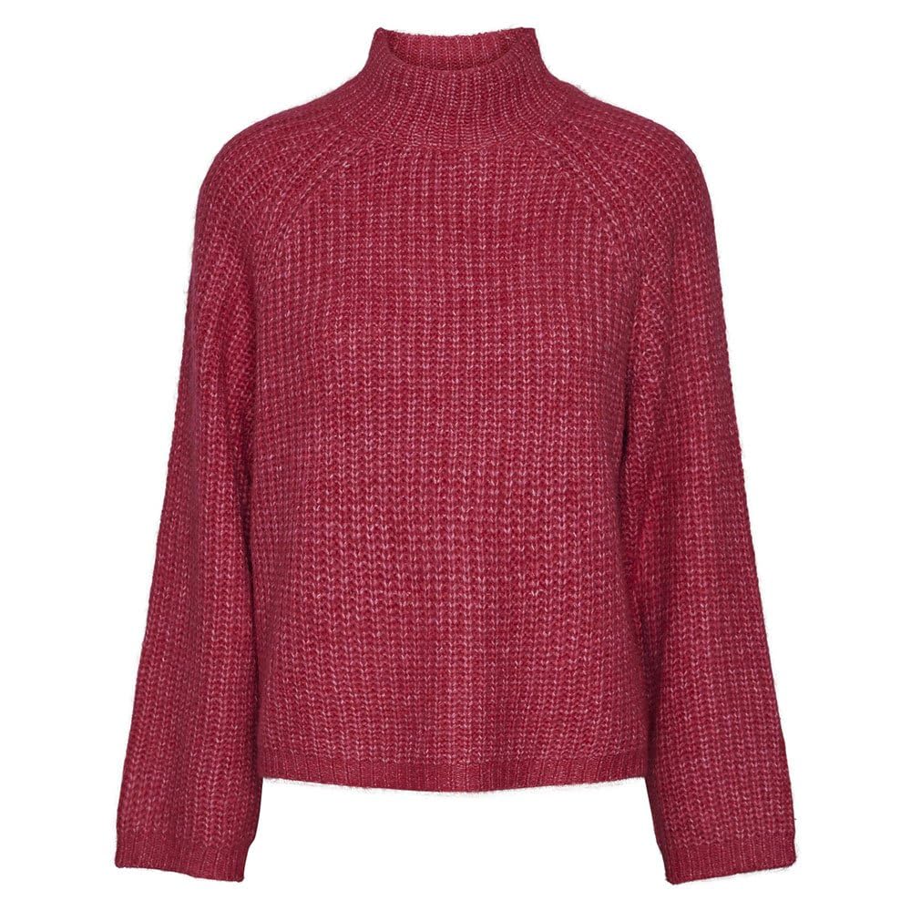PIECES Women's Pcnell Ls High Neck Knit Noos Jumper, Beetroot Purple, XL