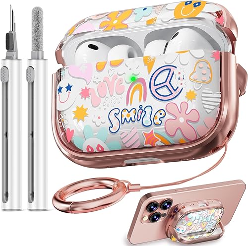 Miniatura 44 de Inesore Funda rígida para AirPods Pro de 2ª generación con candado, diseño de flores, lindo AirPod Pro 2, fundas rígidas para iPod Pro para mujeres