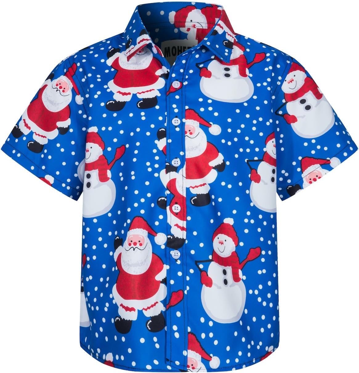 Boys Christmas Shirt for Kids Santa Claus Party Ugly Printed Casual Short Sleeve Button Down Hawaiian Dress Shirt