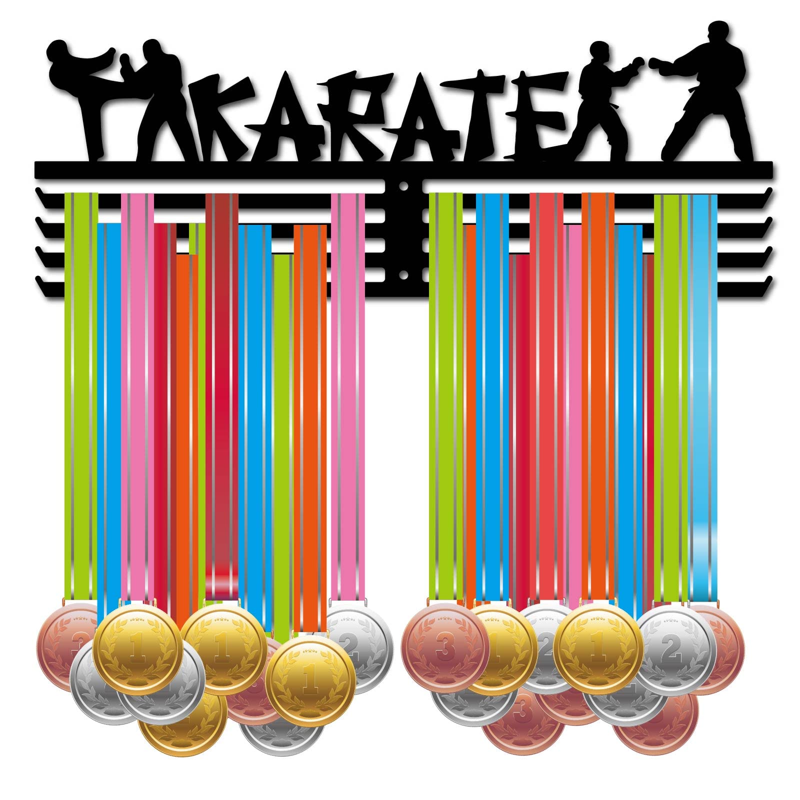 CREATCABIN Karate Image Atleta Medalla Titular Medallas Soporte de Exhibición Montaje En Pared Colgador Decoración Porta Medallas para Corredores Hogar Almacenamiento Gimnasia Más de 60 medallas — view 10