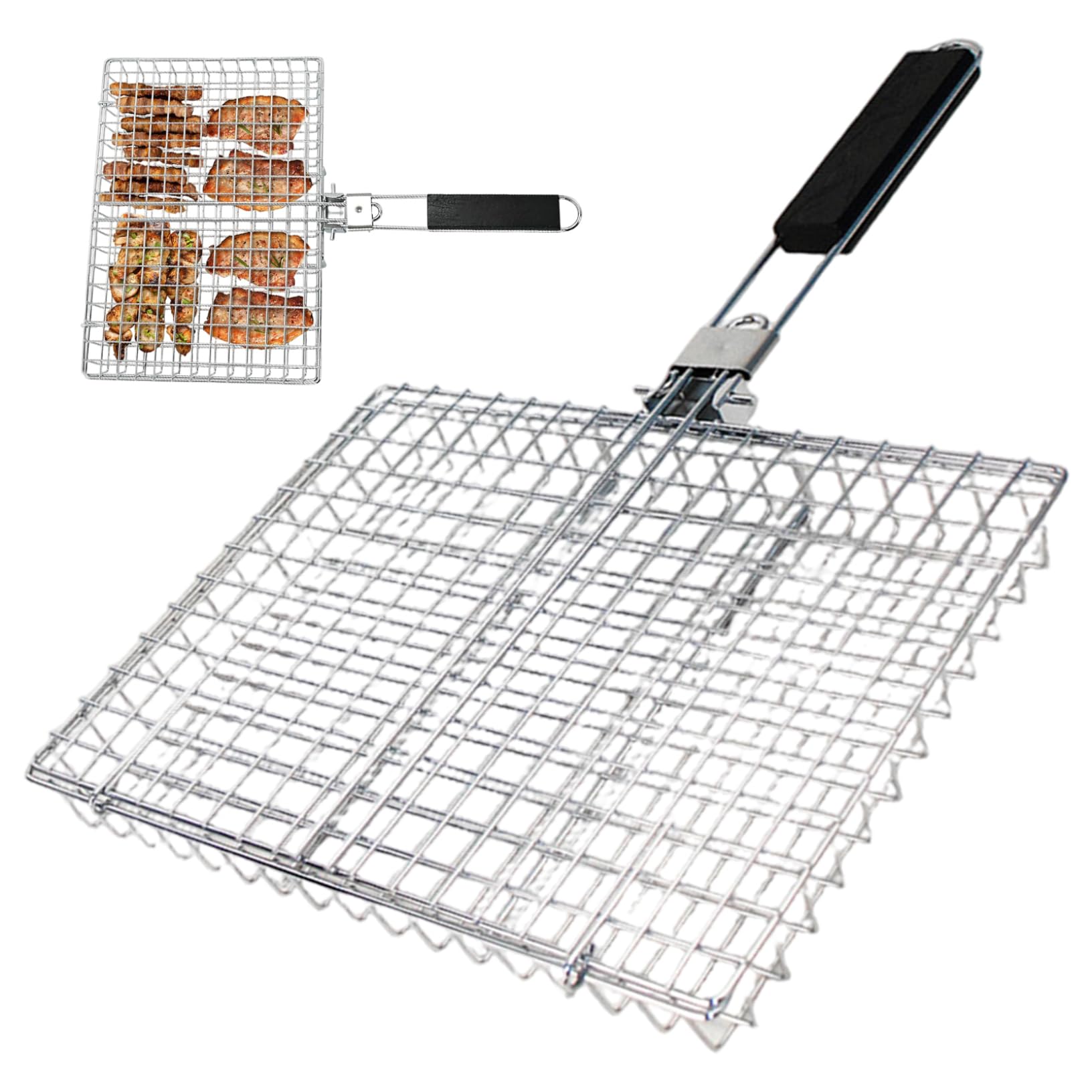 Panier à poisson avec poignée pliable et amovible pour cuisson sans coller