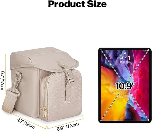 Miniatura 6 de Bolso bandolera para cámara compatible con Polaroid Now 23 cámara instantánea, bolsa cruzada con correa ajustable, color marrón claro