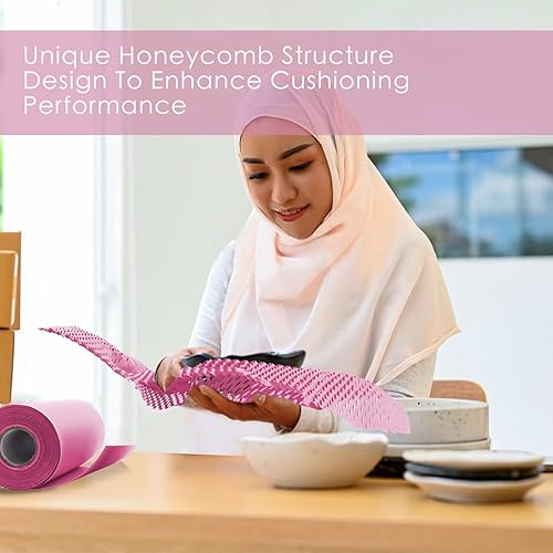 Miniatura 7 de Papel de embalaje de panal, rollo de papel de embalaje de panal de abeja, 11.5 x 164 pies, papel de embalaje ecológico, papel de estraza de