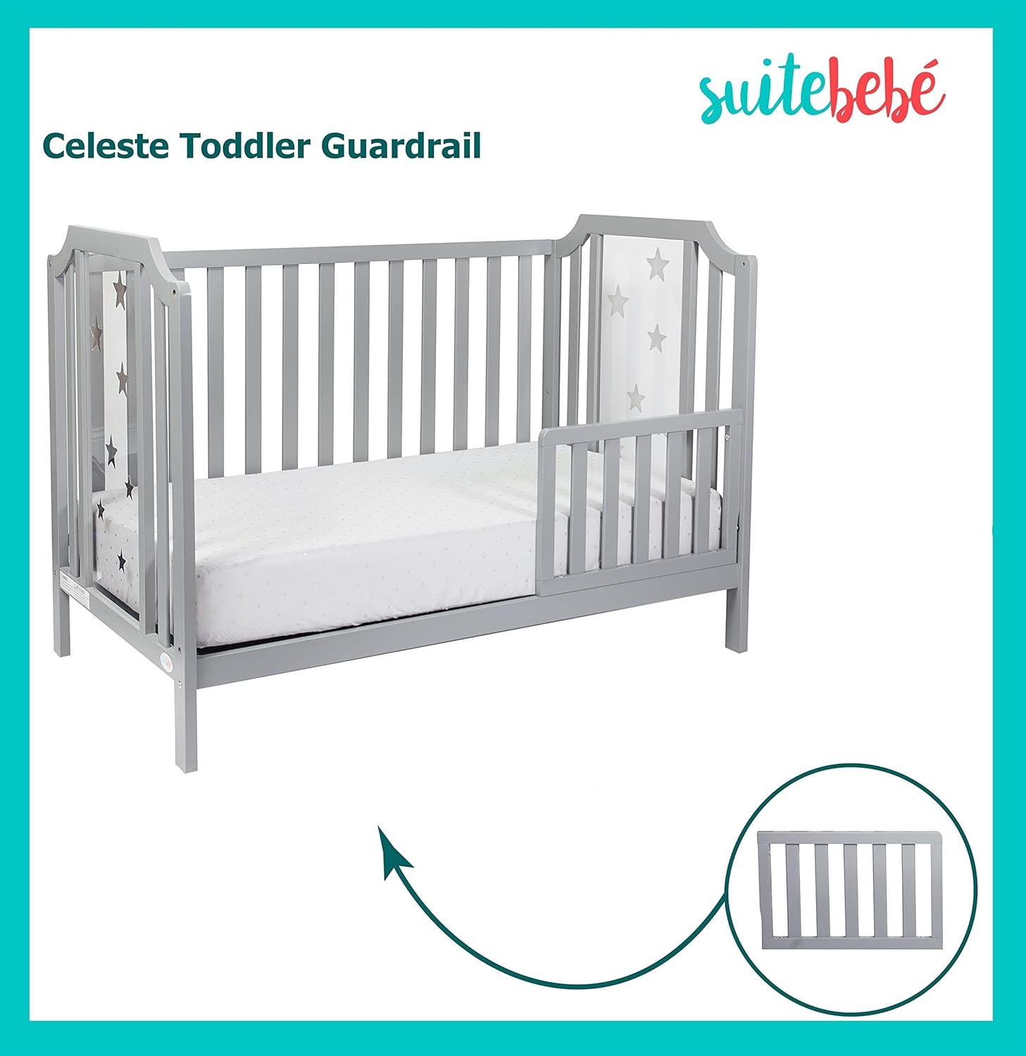 Suite Bebe - Celeste Toddler Guard Rail - Light Grey