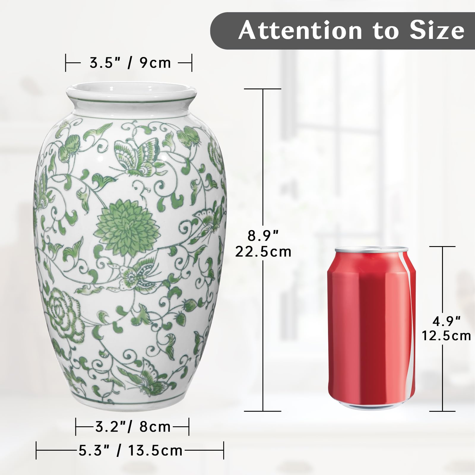 Keramik Vase Weiß und Blau für Blumendekoration Blumenvasen Deko Vase für Pampasgras Blumen, Tischdeko, Trockenblumen Deko Vasen für Wohnzimmer, Bürodeko, Modernes Dekoratives Vasen