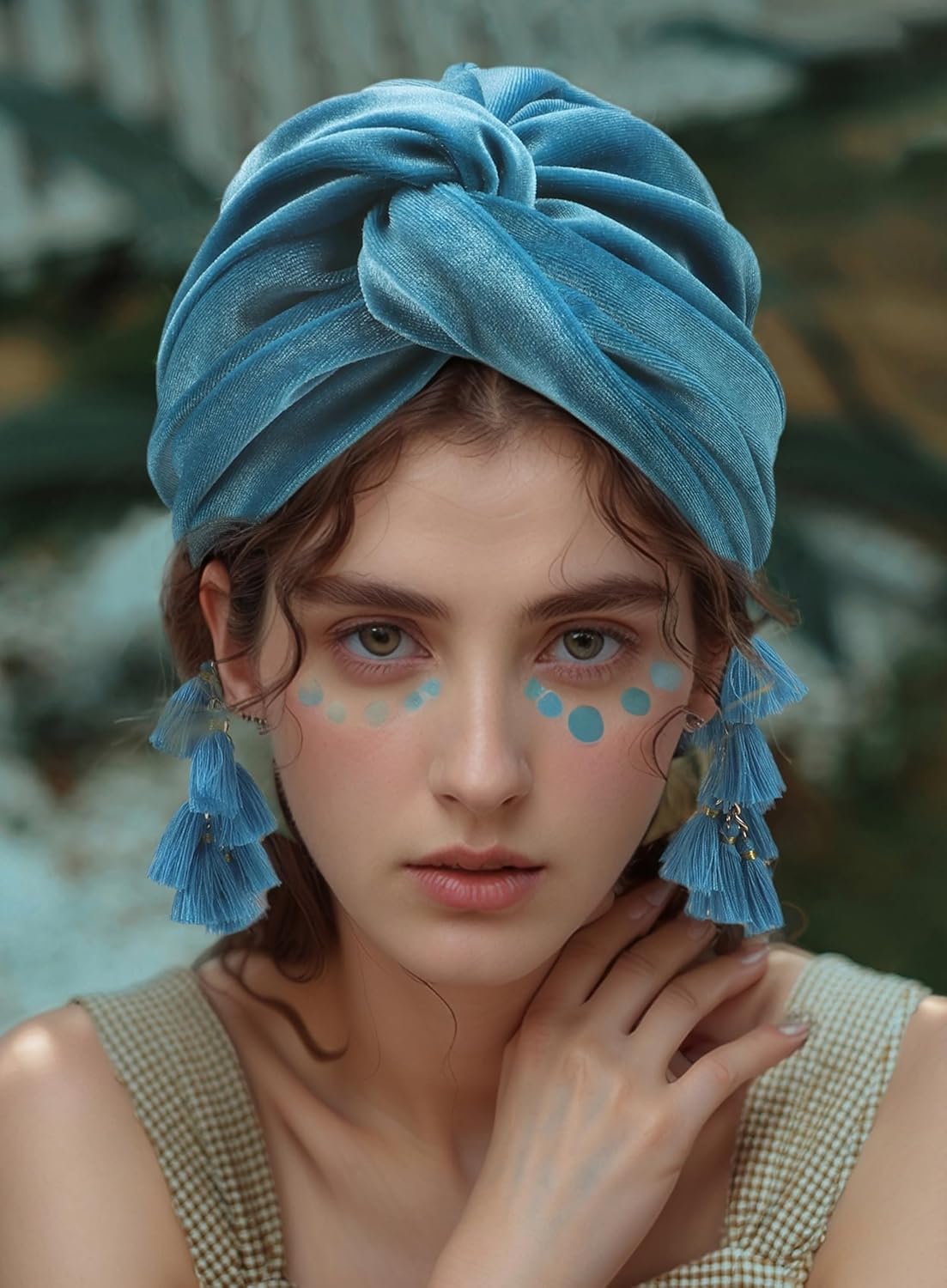 Women Turban,Cozy Polyester Velvet Turban Hats,Indian Turbans Hats Head Wraps Beanie,African Cap for Women - Image 6