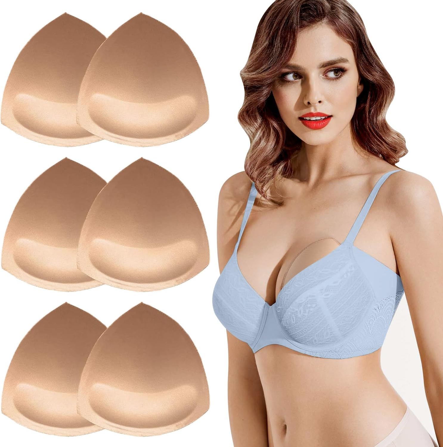 3 Pairs Bra Insert Pads Removeable Triangle Cotton Bra Pads Inserts for Bikinis Tops Sports Bra Swimsuit Sports Bra.