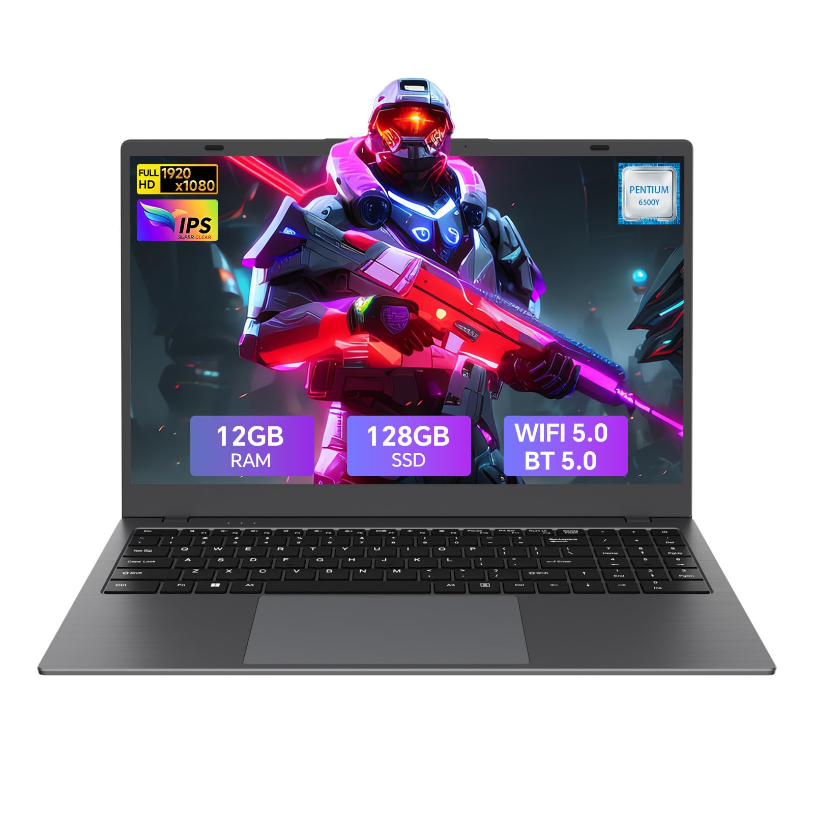 CUBIBUC Laptop, 15.6 Inch Laptop Computer, 6500Y Processor, 12GB RAM 128GB SSD, Webcam Privacy Shutter, FHD IPS Display, Dual Type-C, HDMI, Portable Laptop for Business and Study