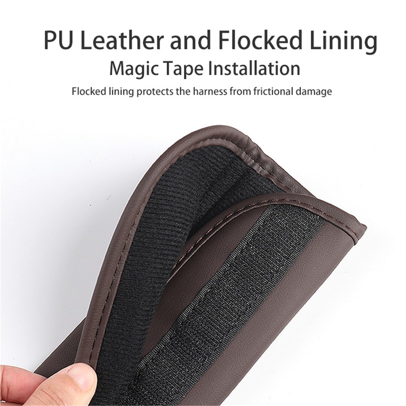 Copri cintura di sicurezza, Copri cintura di sicurezza Accessori protezione for spallacci regolabili in pelle PU(Brown 2pcs)