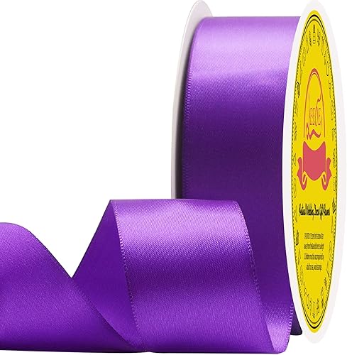 Miniatura 187 de Cinta de satén plateada de doble cara de 1-1/2 pulgadas x 50 yardas, cinta plateada de poliéster para envolver regalos, muy adecuada para bodas