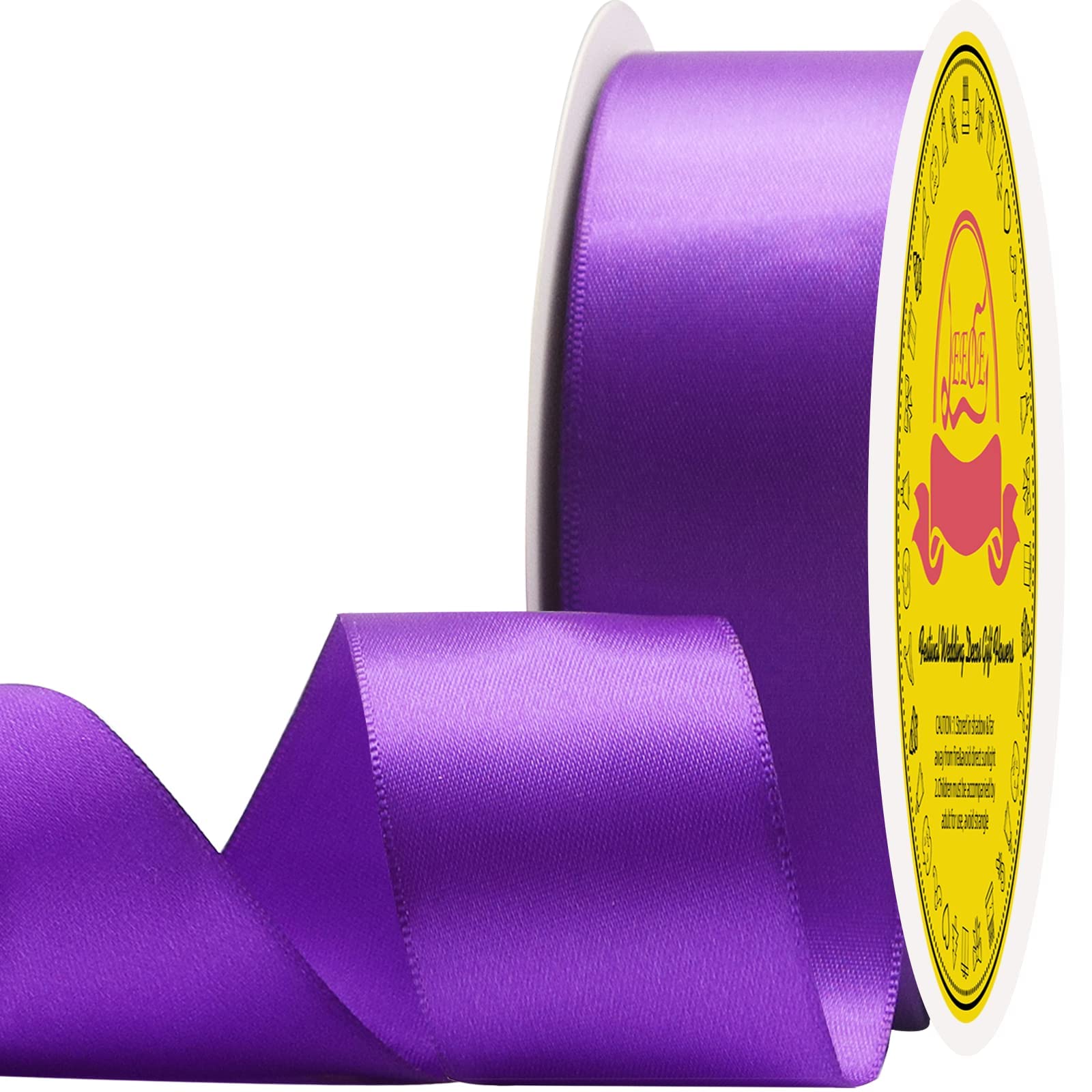 Double Face Purple Satin Ribbon 1-1/2 inch X 50 Yards Polyester Purple Ribbon for Gift Wrapping Very Suitable for Weddings Party Invitation Decorations and More