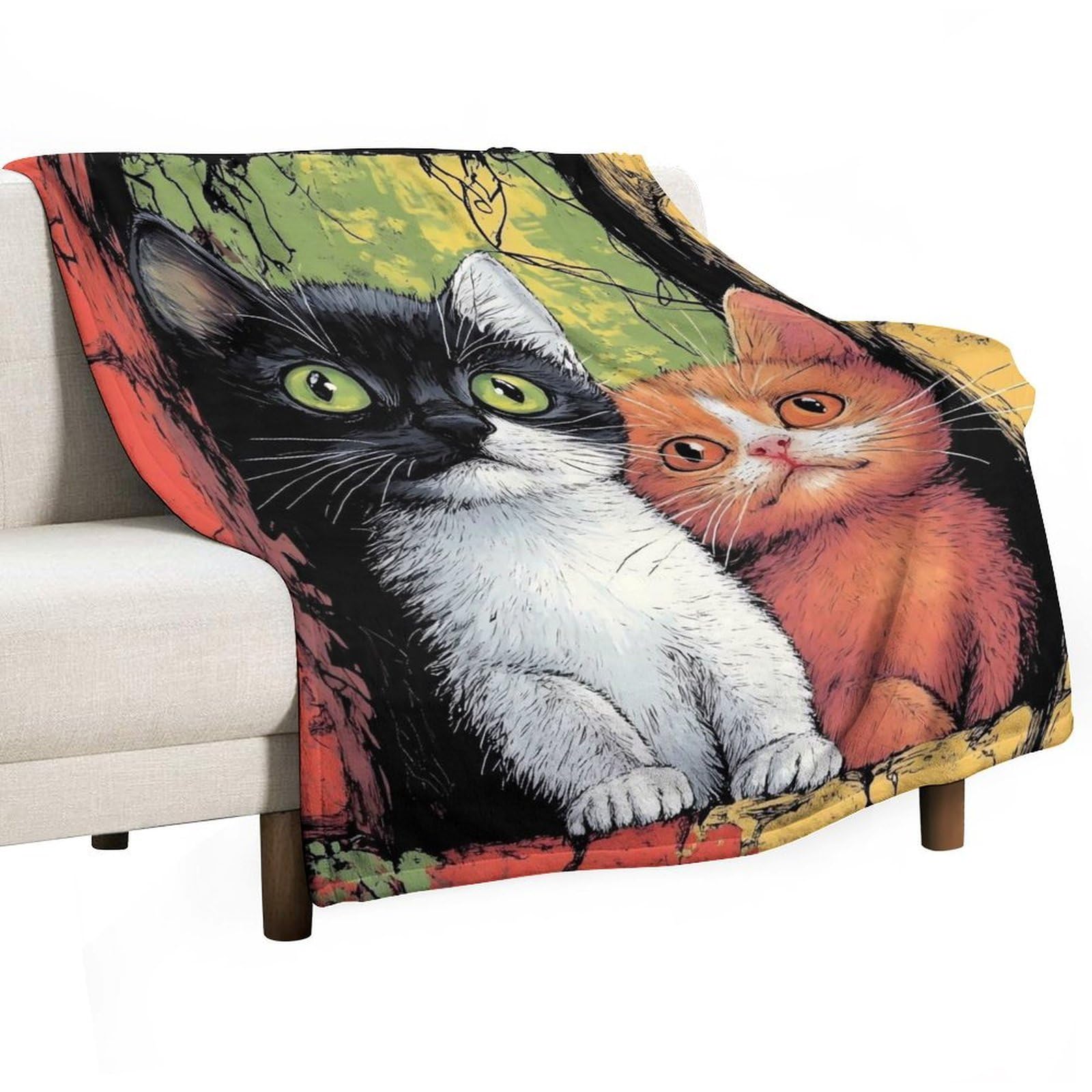 YHGSREUOH Funny Cat (4) Flannel Blankets Fleece Soft Throw Lightweight Plush Gifts for Couch, Bed, Cozy Sofa Plush, Chair, Lovers 150x200cm(60x80in)