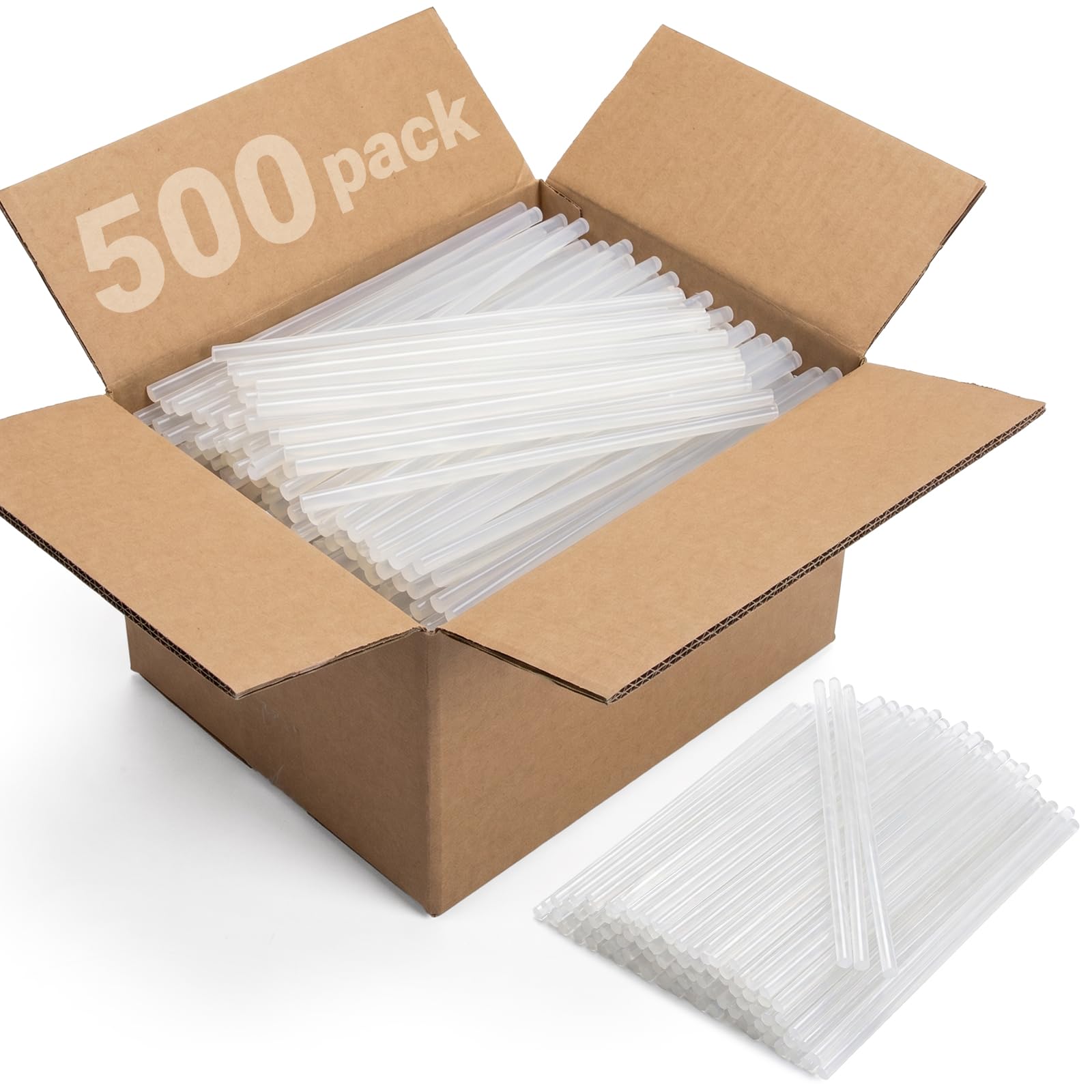 500 bastoncini di colla a caldo, 25,4 cm di lunghezza x 0,7 cm di diametro, colla trasparente, per tutte le temperature, multiuso, per legno, metallo, vetro, plastica, fiori, tessuto, pelle, schiuma