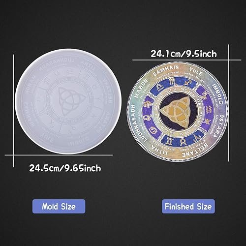 Miniatura 7 de iSuperb Moldes de resina de silicona para brújula de astrología, tablero del zodiaco, brújula de constelación, brújula de constelación, bricolaje