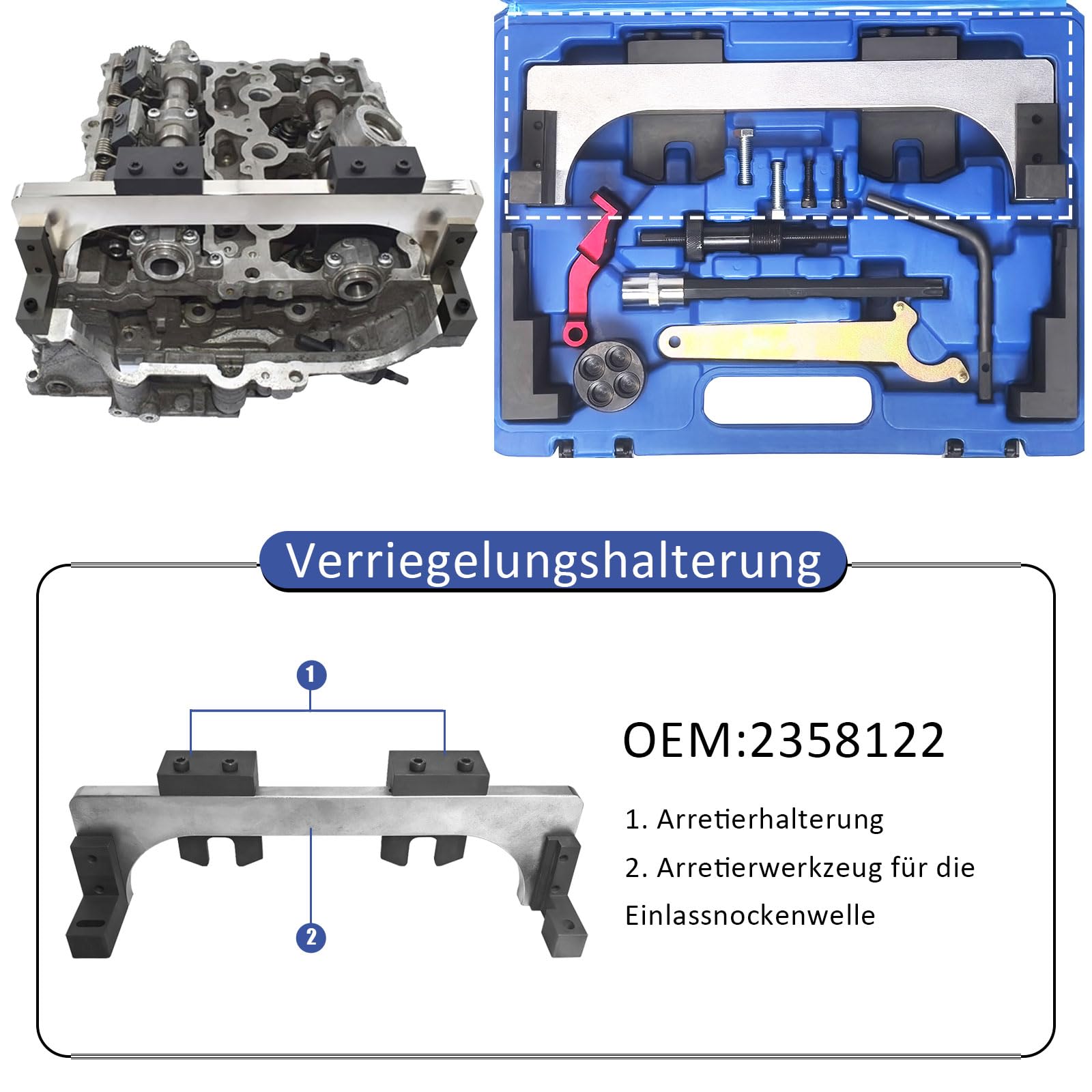 Zahnriemen Werkzeug,Nockenwellen-Ausrichtungswerkzeug,Motor Einstellwerkzeug Set mit T60-Zylinderkopfschrauben-Entfernungsnuss Vanos für B38 B46 B48 F20 F45 F46 F48 F55 F56