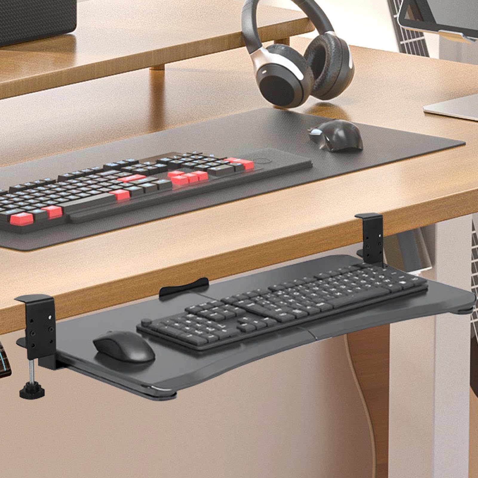 Bandeja ajustable para teclado debajo del escritorio, estante extraíble deslizante suave para oficina en casa, ahorro de espacio, fácil instalación, Enhancepace nizat
