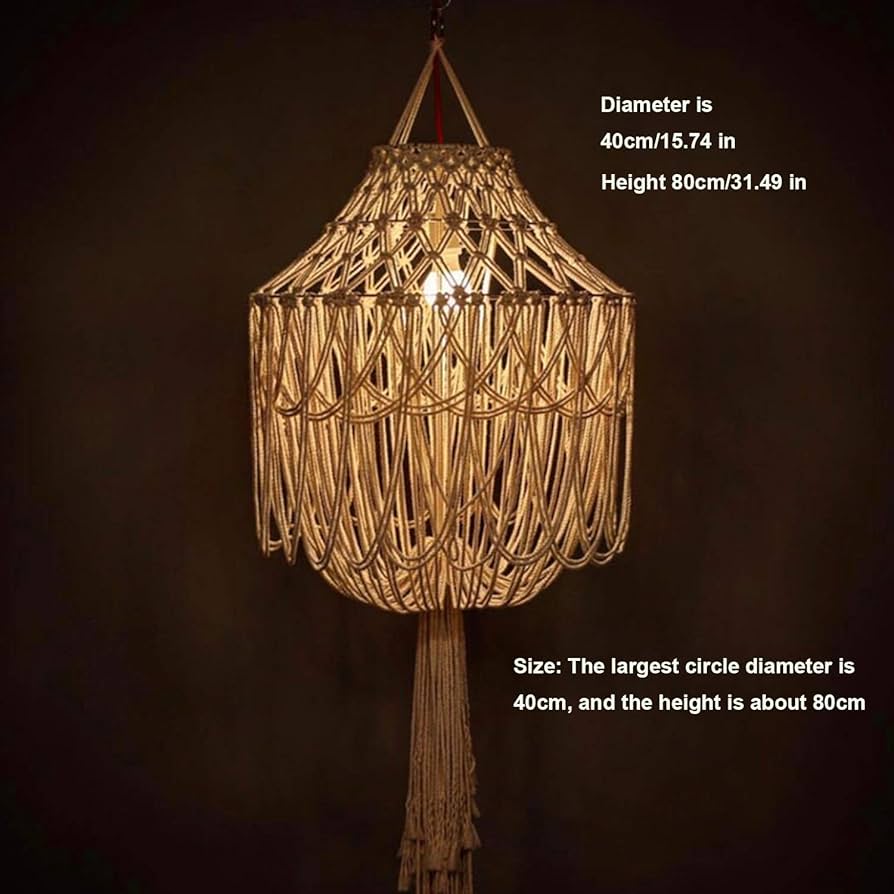 ボヘミアンスタイル ペンダントライト マクラメデザイン ボヘミアンスタイルの吊り下げ式LEDランプシェード,壁とテーブル