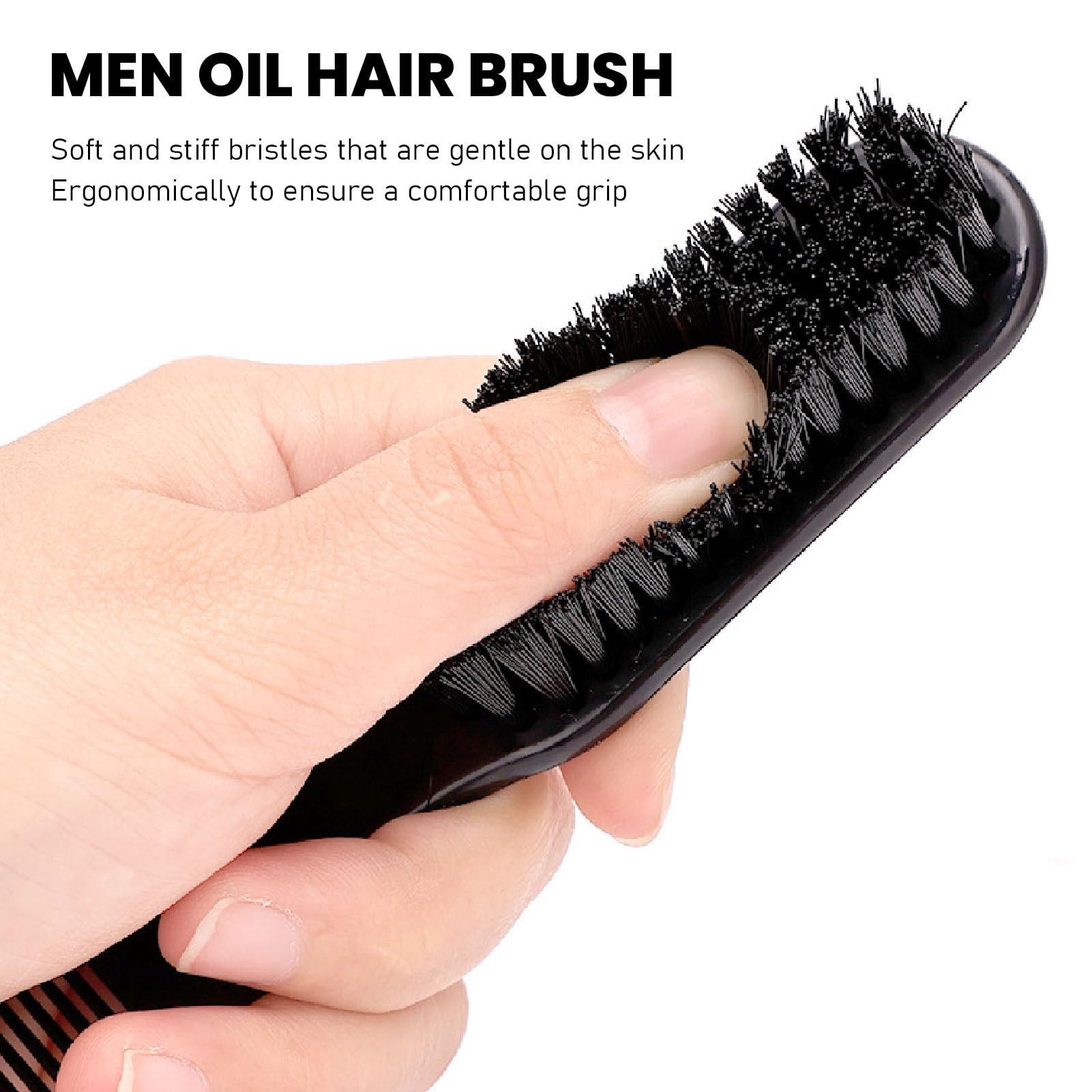 Cepillo de Pelo para Hombres, Cepillo de Aceite Ergonómico para Peinado y Cuidado de la Barba, 5 uds., Nailon Suave