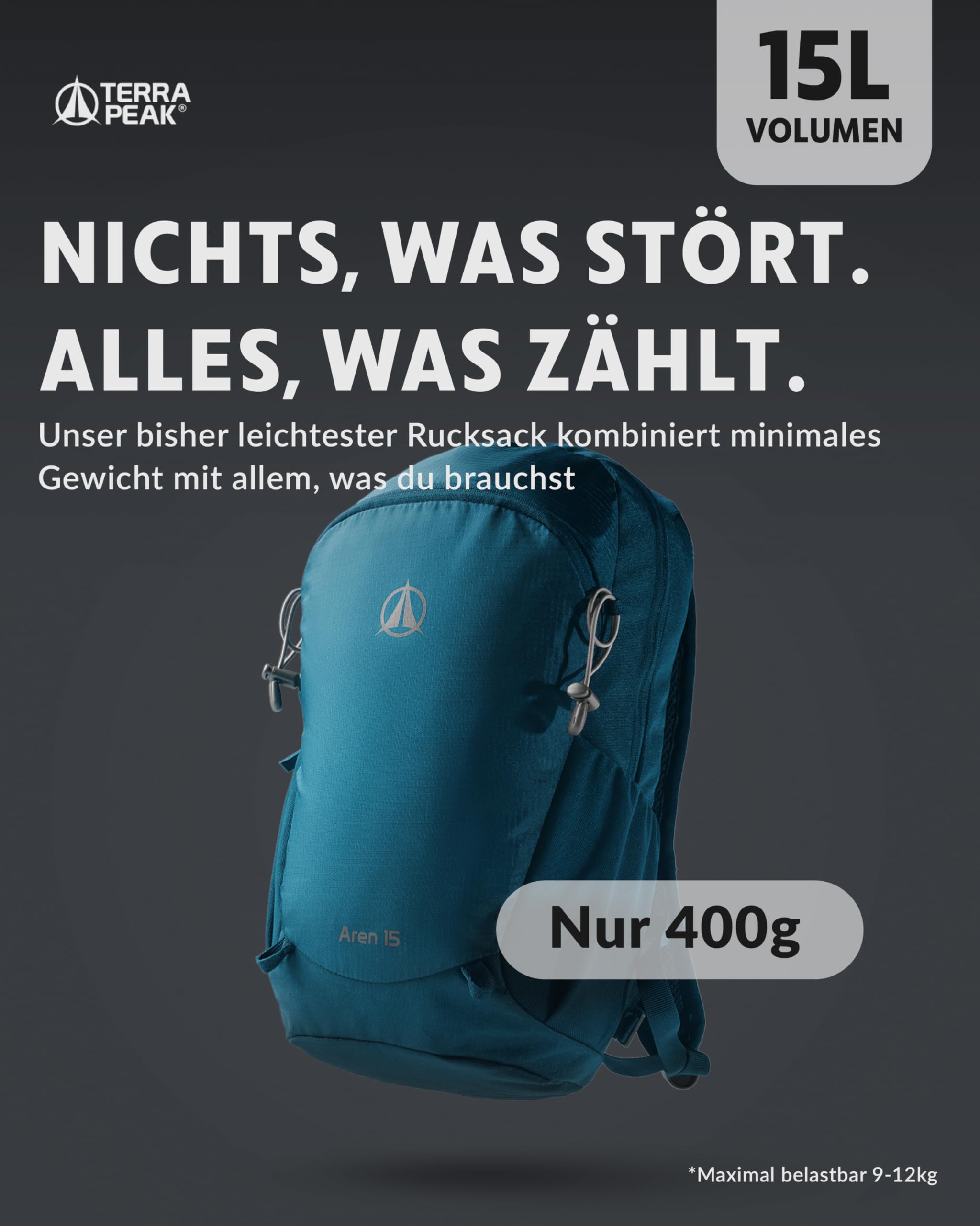 Terra Peak® Sac à dos de randonnée 15L AREN 15 imperméable respirant trekking voyage
