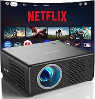 Vista 1 de CiBest Mini proyector con WiFi y Bluetooth, compatible con Netflix/YouTube/PrimeVideo, enfoque eléctrico y Keystone, proyector de video Full HD
