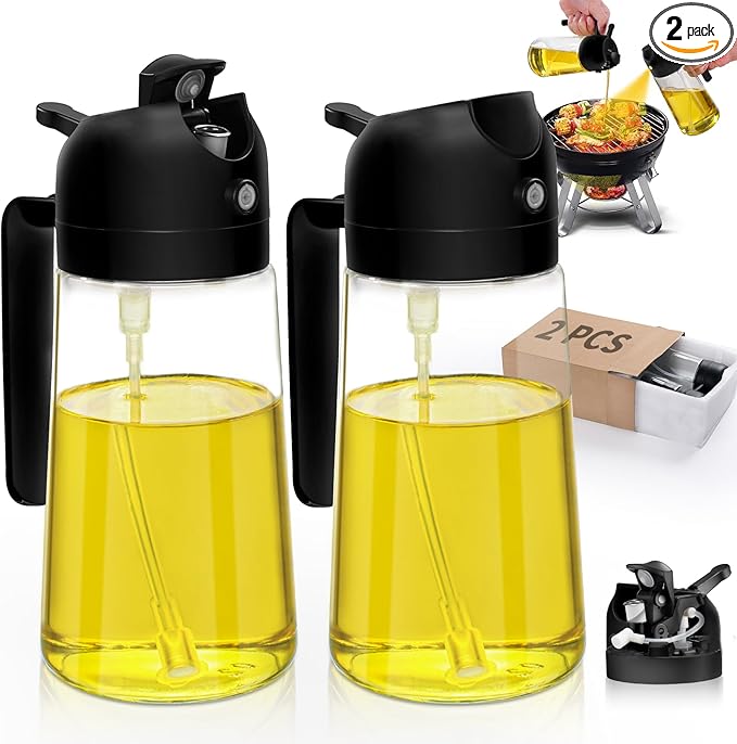 Kitchen Gadgets Oil Sprayer for Cooking 2pcs, Oil Dispenser for Kitchen, 2 in 1 Oil Dispenser and Oil Sprayer