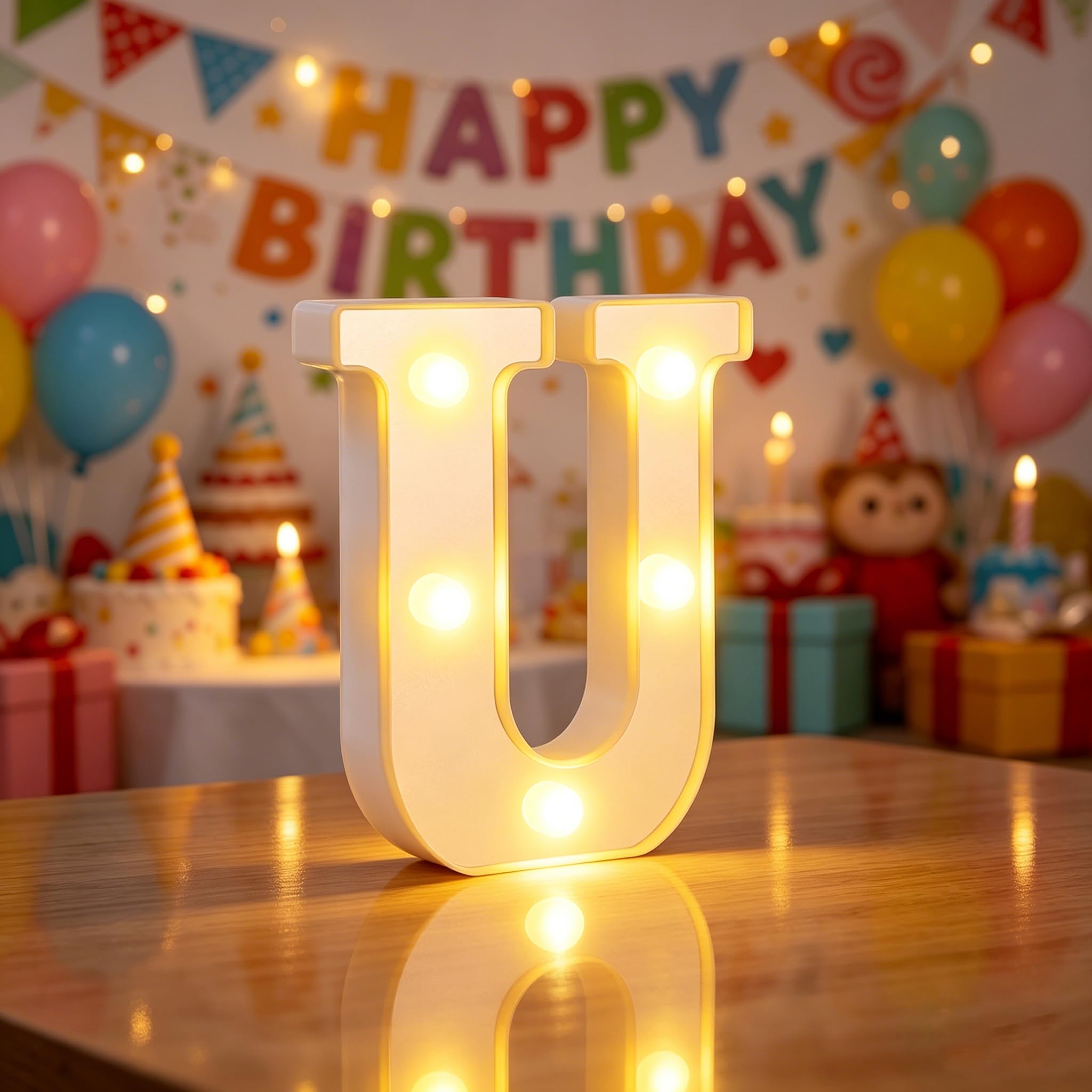 Light up Letters U, 6.3in LED Marquee Letter Lights for Girls Bedroom Accessories, Alphabet Sign Gifts for Girl Women, Birthday Lights for Valentine Party Birthday Decorations (U)