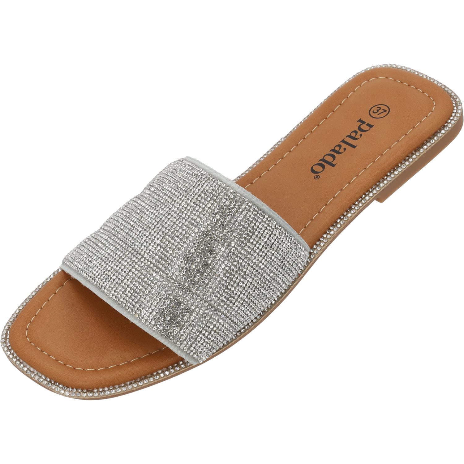 Palado Damen Pantoletten Verido - elegante Sandalen für Frauen - bequeme Hausschuhe mit Strasssteinen - modische Sommerschuhe
