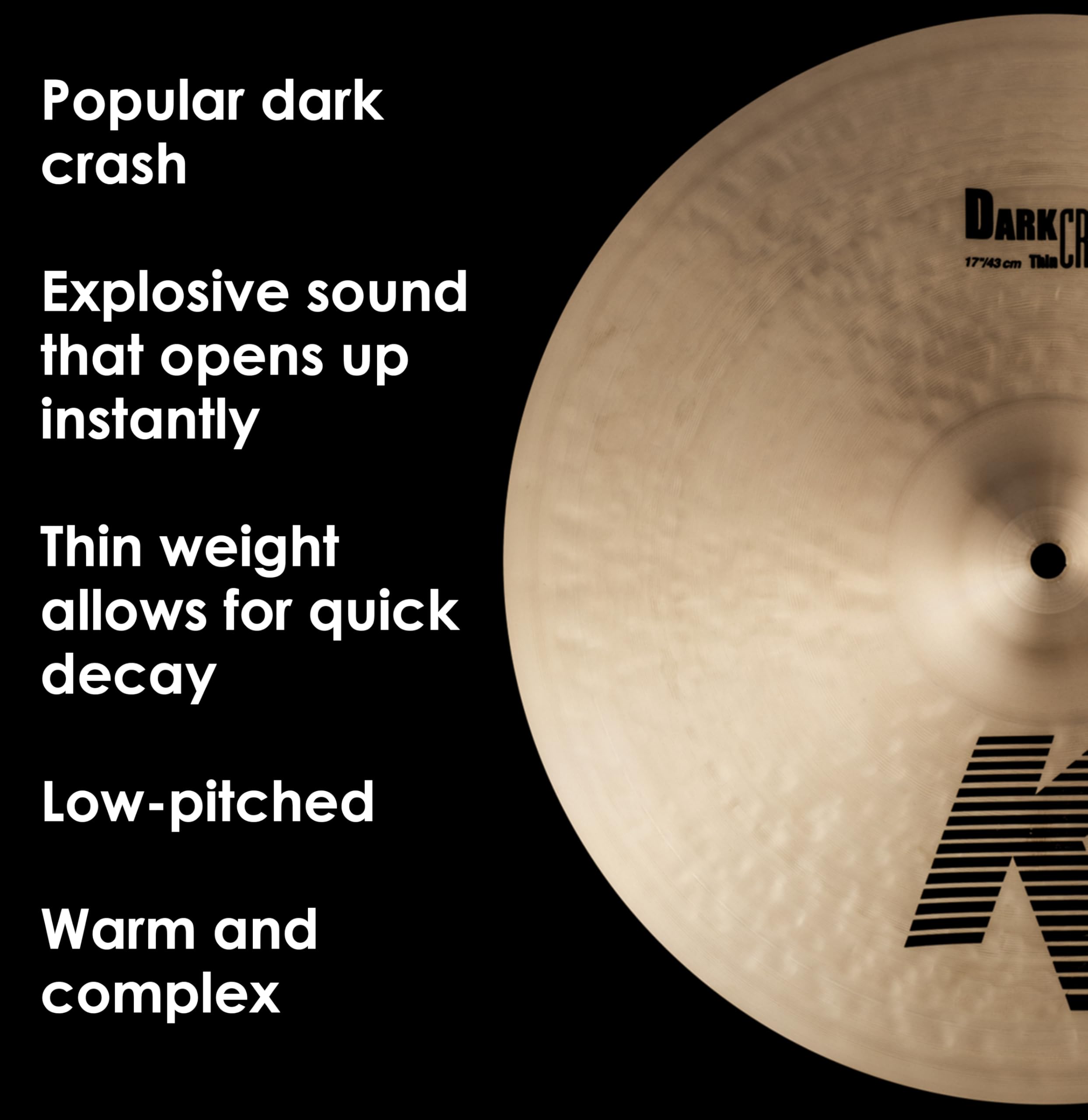 Zildjian K' Dark Crash Thin 17", Traditional Finish - Piatto Crash