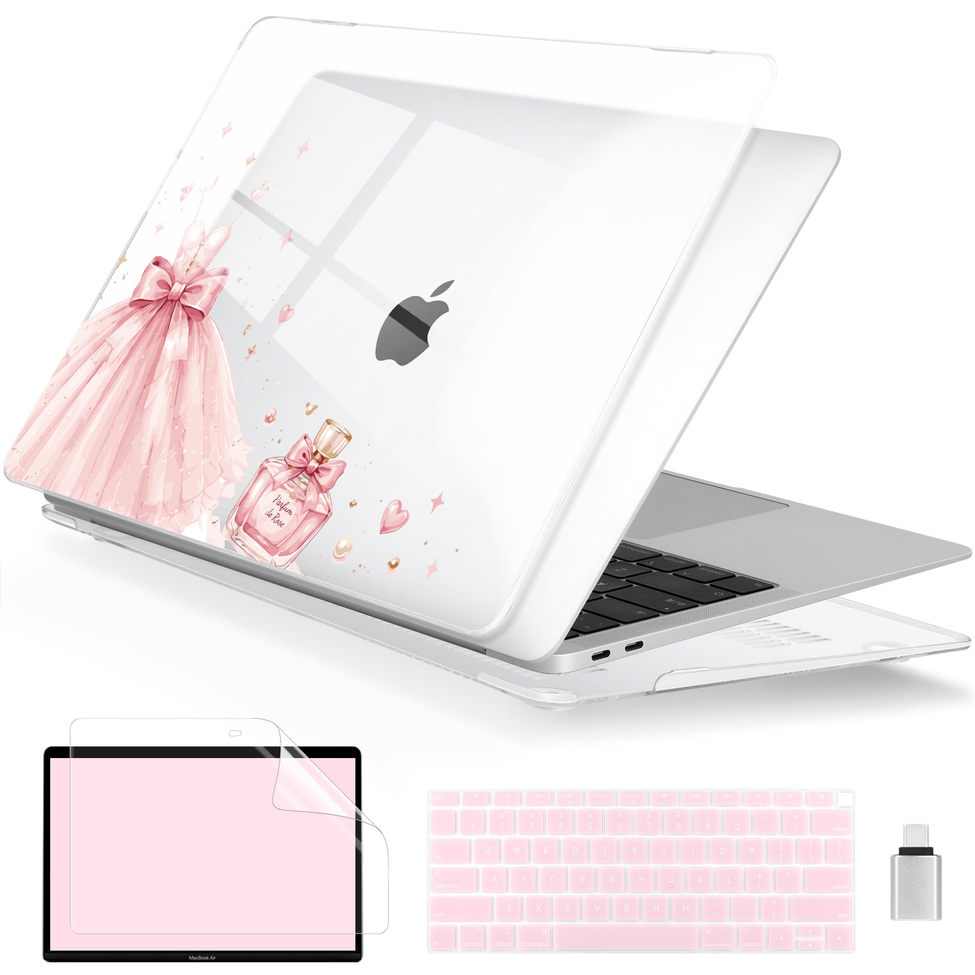 Batianda LumiArt Custodia per MacBook Air 33 cm Chip M1, fiocco principessa