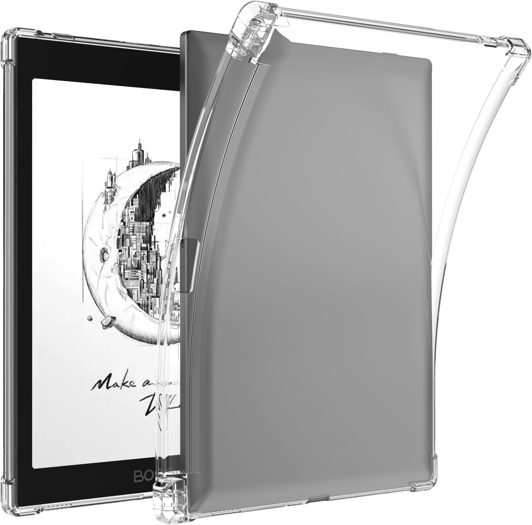 Clear Case Compatible with Onyx Boox Tab Mini C 7.8 Inch eBook - Transparent Silicone Flexible Soft Back Cover with Pen Holder For Boox Tab Mini C 7.8"