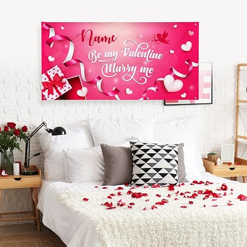 Miniatura 159 de Cartel de fondo personalizado para el día de San Valentín, decoración de San Valentín, letrero de vinilo con texto en inglés "Be My Valentine