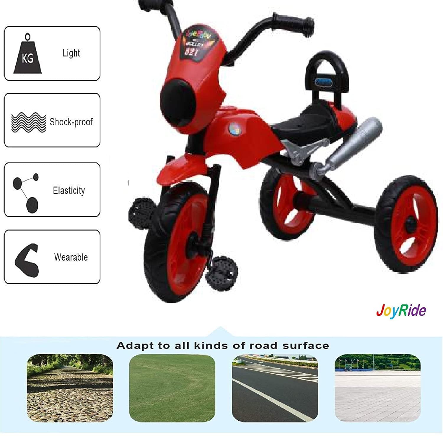 JoyRide Bullet Tricycle 2-5 Year Old Boys Girls Kids and Toddlers First Bike Birthday Gift (Red) Made in India 1