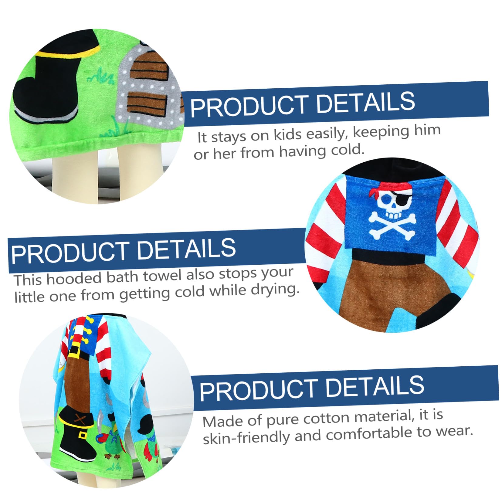 Serviette de Bain Absorbante à Capuche Motif Capitaine Pirate Peignoir en Coton Confortable pour Garçon et Filles pour Garçon et Fille Après
