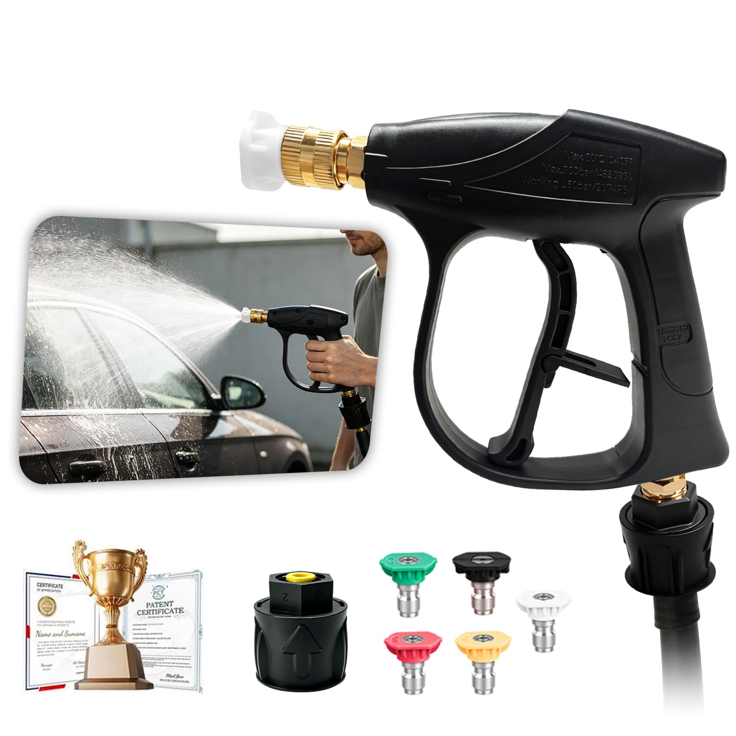 4350 PSI Pressure Washer Gun【50% Less Water】Jet Wash Gun for Karcher M22-14
