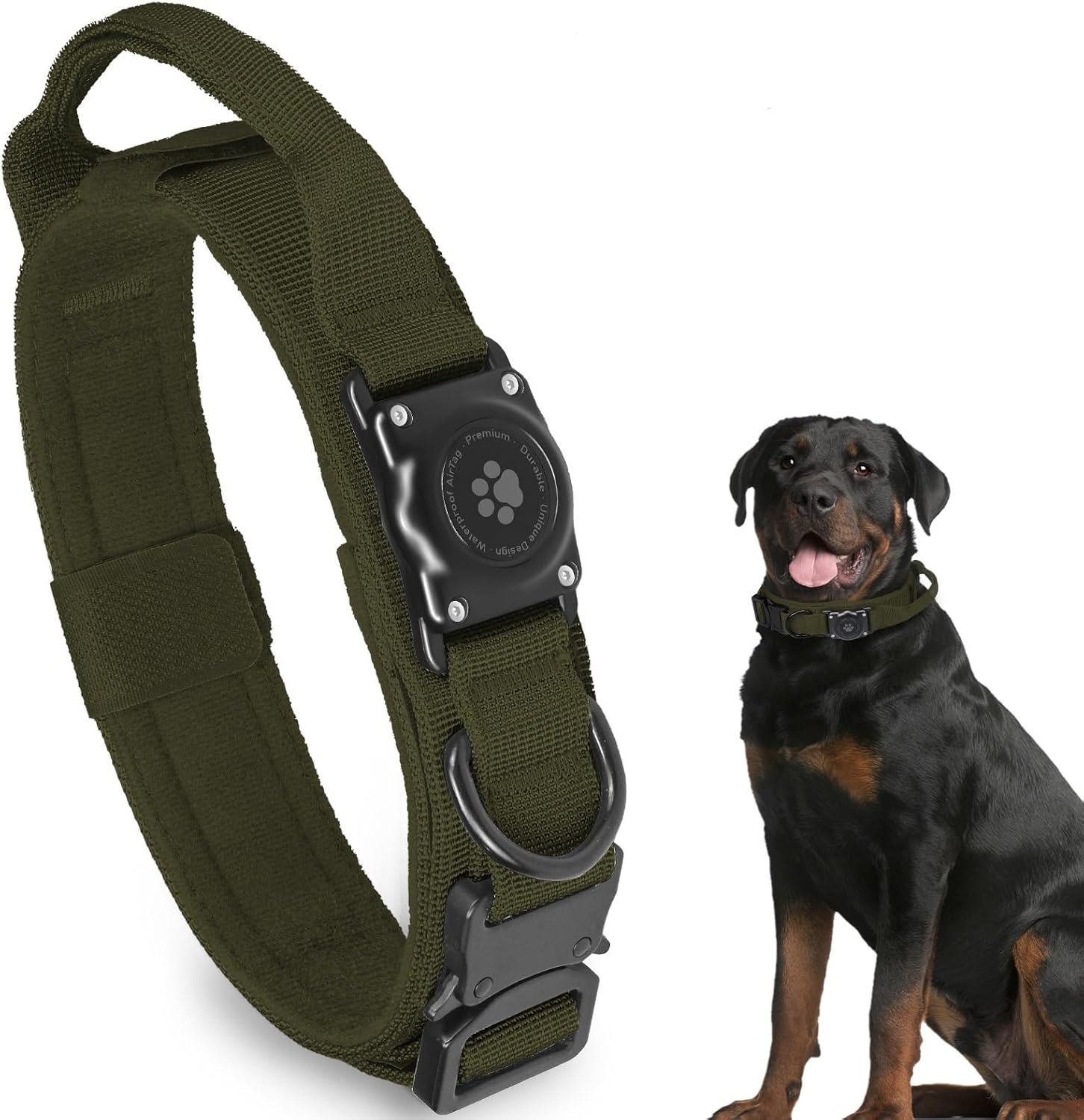 Tactical AirTag Dog Collar, 100 Waterproof Integrated Apple Air Tag