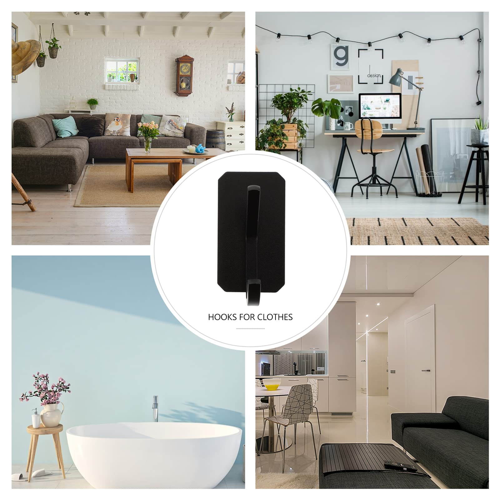 Cabilock 6piezas Ganchos Adhesivos Para Cocina y Baño Soporte De Pared Sin Perforaciones Para Organización y