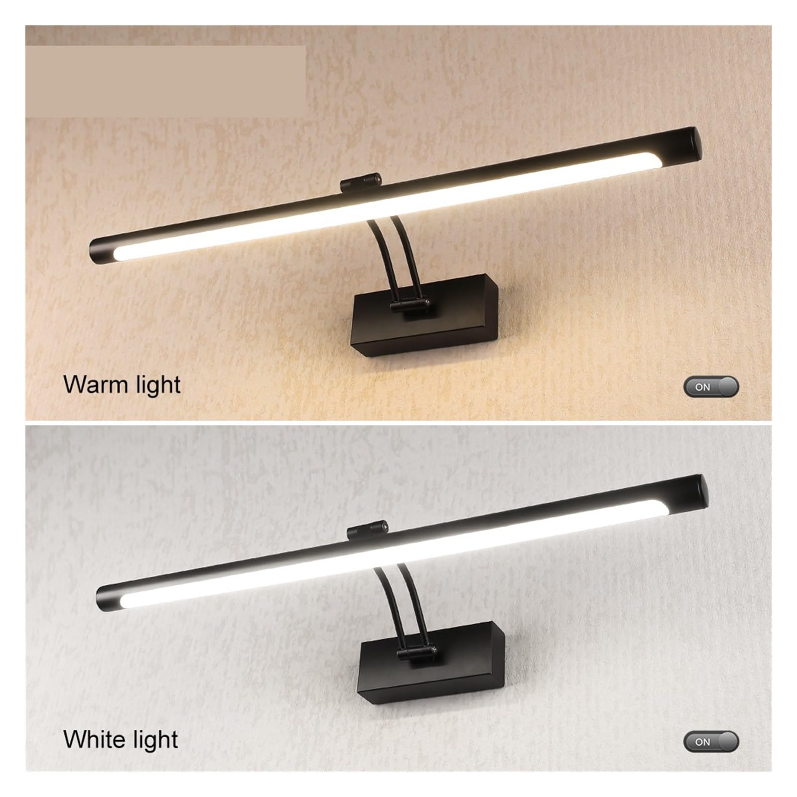 Led Eitelkeit Spiegel Lichter 8W 12W Badezimmer Wand Montiert Lampe Wasserdicht for Make-Up Eitelkeit Tisch Vollständige Abdeckung(Black,WARM_12W 50CM)