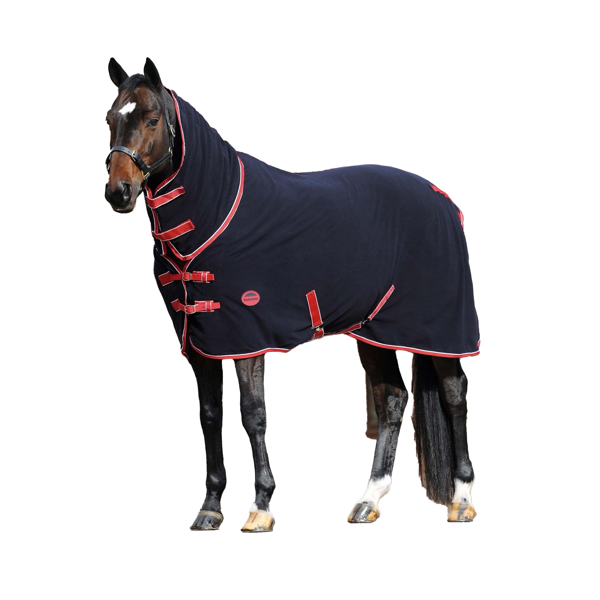 Weatherbeeta - Manta de Caballos para Ejercicio de Polar Cuello Combinado Cooler (4' 3) (Marino, Rojo, Blanco)