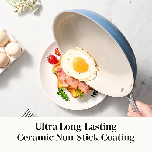 Miniatura 2 de Redchef Juego de utensilios de cocina antiadherentes, juego de sartenes de cerámica con tapas de vidrio templado, juego de cocina antiadherente,