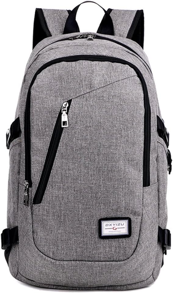 NAGU Business Water Resistant Polyester Laptop Backpack with USB Charging Port and Lock Fits Under 17-Inch Laptop and Notebook (Grey)