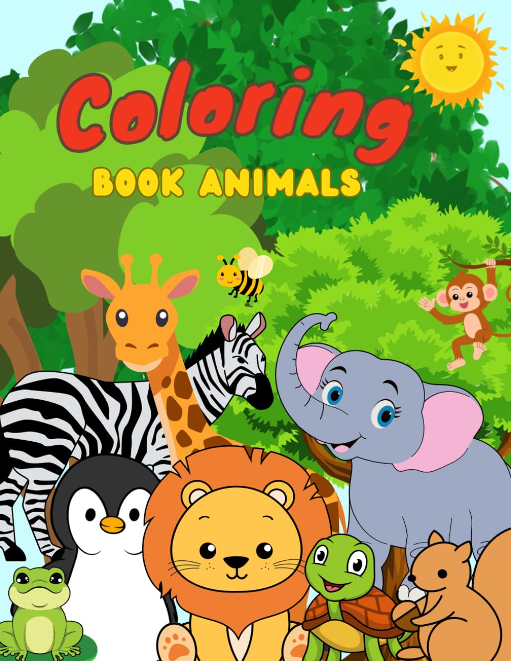 Coloring Book Animals for Kids: Multilingual, for learning English, Portuguese, Italian, and French