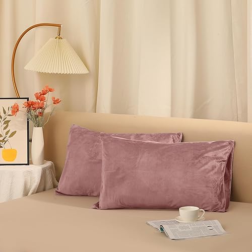Miniatura 6 de uxcell Juego de 2 fundas de almohada de terciopelo con cierre de sobre, suaves y duraderas, regalos para mujeres Queen (20 x 30 pulgadas), color
