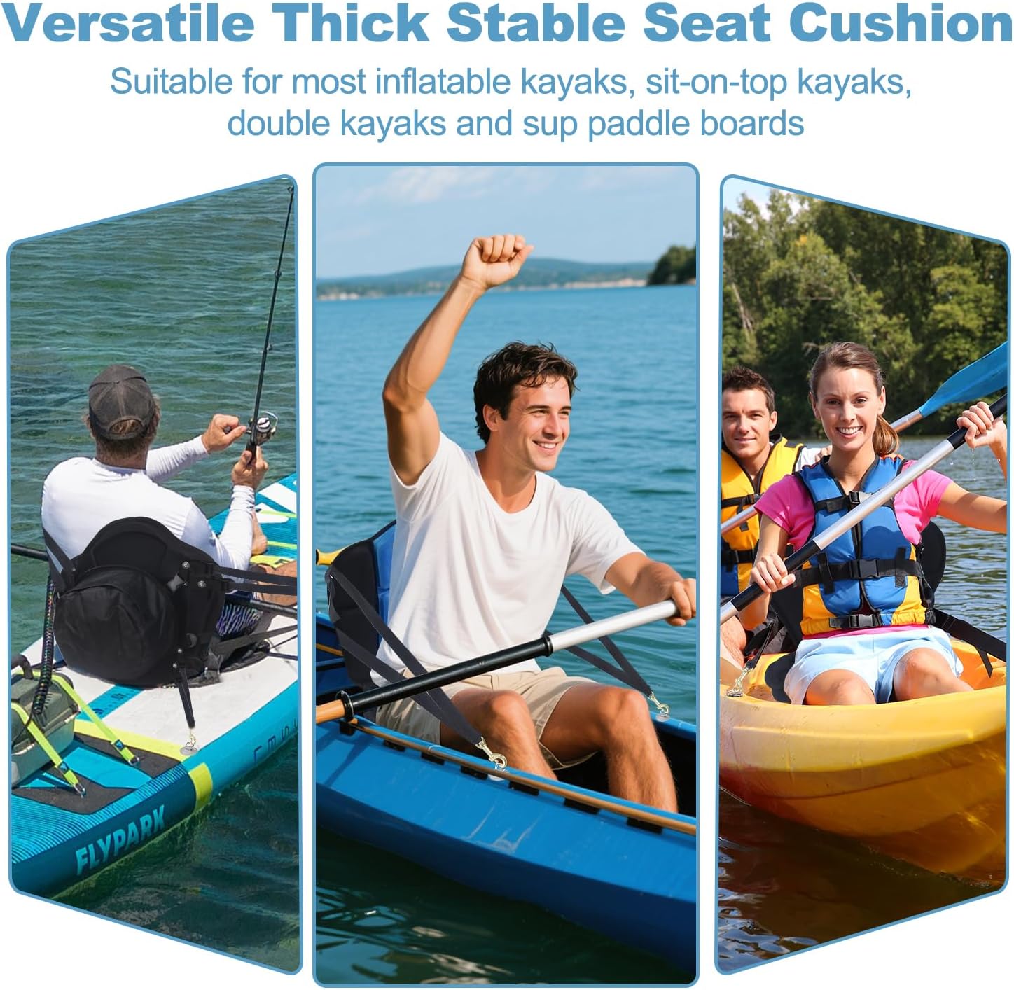 Thickened Kayak Seat,Kayak Seats with Back Support– Cushioned Canoe Backrest with Sit-On-Top Design, Padded Back Support for SUP Paddle Boards, Rafting, Fishing