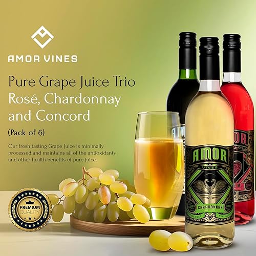 Miniatura 3 de Amor Vines Jugo de uva 100% natural de primera calidad, cero azúcares añadidos, jugo orgánico, 24 onzas, alternativa al vino (2 x Concord 2 x